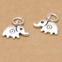 Thailand Sterling Silver Pendants, Elephant, 13x7mm, Hole:Approx 3mm, 8PCs/Lot, Sold By Lot