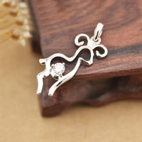925 Sterling Silver Pendant, Sheep, platinum plated, with cubic zirconia, 24x14mm, Hole:Approx 3mm, 5PCs/Lot, Sold By Lot