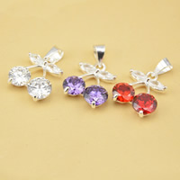 925 Sterling Silver Pendant Cherry platinum plated with cubic zirconia mixed colors Approx 3mm Sold By Lot