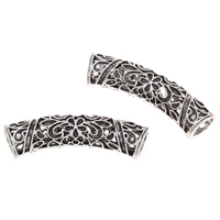 Tibetan Style Tube Beads, antique silver color plated, hollow, lead & cadmium free, 44x14x11mm, Hole:Approx 8mm, 10PCs/Bag, Sold By Bag
