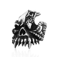 Кольцо пальца мужчины из нержавеющей стали, Нержавеющая сталь 316, Череп, разный размер для выбора & чернеют, продается PC