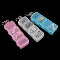 Jewelry Beads Container, Plastic, with iron chain, Rectangle, 4 cells & transparent & different designs for choice & with letter pattern, 87x35x24mm, Sold By PC