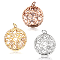 Cubic Zirconia Brass Pendants with Cubic Zirconia plated flower cut & high quality plating and never fade & hollow nickel lead & cadmium free Approx 3mm Sold By Lot
