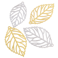 Brass Jewelry Pendants, Leaf, plated, different size for choice & high quality plating and never fade & hollow, more colors for choice, nickel, lead & cadmium free, Hole:Approx 0.5mm, 200PCs/Lot, Sold By Lot