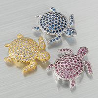 Cubic Zirconia Micro Pave Brass Beads Turtle plated micro pave cubic zirconia & double-hole & hollow nickel lead & cadmium free Approx 2mm Sold By Lot