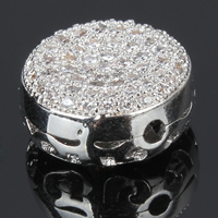 Cubic Zirconia Micro Pave Brass Beads Flat Round platinum plated micro pave cubic zirconia & hollow nickel lead & cadmium free Approx 1mm Sold By Lot