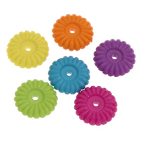Perles acrylique de couleur unie, fleur, couleur solide, couleurs mélangées, 10x3mm, Trou:Environ 1mm, Environ 1500PC/sac, Vendu par sac