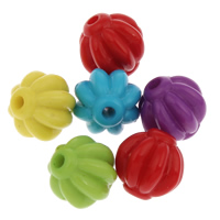 Perles acrylique de couleur unie, tambour, ondulé & couleur solide, couleurs mélangées, 8x8mm, Trou:Environ 1mm, Environ 1300PC/sac, Vendu par sac