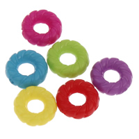Perles acrylique de couleur unie, beignet, couleur solide, couleurs mélangées, 8x3mm, Trou:Environ 2mm, Environ 2900PC/sac, Vendu par sac