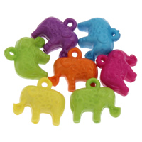 акриловые кулоны, Акрил, Слон, ровный цвет, разноцветный, 14x14x8mm, отверстие:Приблизительно 1mm, Приблизительно 600ПК/сумка, продается сумка