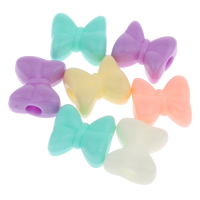 Perles acrylique de pandore , Noeud papillon, couleur solide, couleurs mélangées, 15x14x8mm, Trou:Environ 4mm, Environ 500PC/sac, Vendu par sac