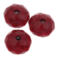 Solid Color Akryl perler, Rondelle, efterligning turkis & facetteret & ensfarvet, rød, 13x8mm, Hole:Ca. 1mm, Ca. 500pc'er/Bag, Solgt af Bag