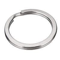 Ruostumaton teräs Split Ring, alkuperäinen väri, 28x2.50mm, Reikä:N. 23mm, 300PC/laukku, Myymät laukku