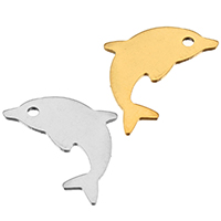 Stainless Steel Animal Pendants, Dolphin, plated, more colors for choice, 11.50x17.50x0.50mm, Hole:Approx 1.4mm, 300PCs/Bag, Sold By Bag