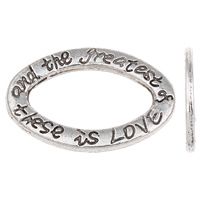 Tibetan Style Linking Ring, Horse Eye, antique silver color plated, with letter pattern, lead & cadmium free, 23x15x3mm, Hole:Approx 17x9mm, Approx 47PCs/Bag, Sold By Bag