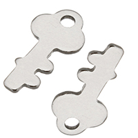 Stainless Steel Extender Chain Drop, Key, original color, 6.50x13x0.50mm, Hole:Approx 1.5mm, 900PCs/Bag, Sold By Bag