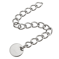 Stainless Steel Extender Chain Flat Round twist oval chain original color 57mm Sold By Bag