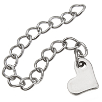 Stainless Steel Extender Chain Heart twist oval chain original color 60mm  Sold By Bag