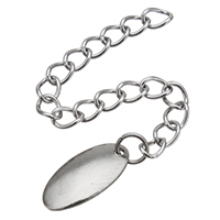 Stainless Steel Extender Chain, Flat Oval, twist oval chain, original color, 64mm, 6x12x0.5mm, 4x3x0.3mm, 300Strands/Bag, Sold By Bag