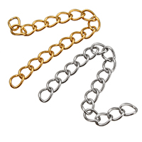 Stainless Steel Extender Chain, plated, twist oval chain, more colors for choice, 50mm, 4x3x0.3mm, 300Strands/Bag, Sold By Bag