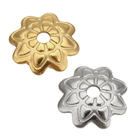 Stainless Steel Bead Cap, Flower, plated, more colors for choice, 7.50x1.50mm, Hole:Approx 1.1mm, 400PCs/Bag, Sold By Bag