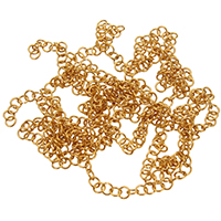 Rustfrit stål smykker kæde, Stainless Steel, guldfarve belagt, rund kæde, 3x0.50mm, 20m/Bag, Solgt af Bag
