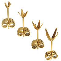 Stainless Steel Earring Stud Component, gold color plated, different size for choice, 100Pairs/Bag, Sold By Bag