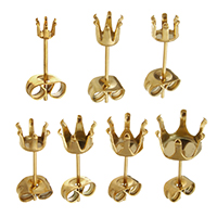 Edelstahl Ohrring Stecker, goldfarben plattiert, verschiedene Größen vorhanden, 100PaarePärchen/Tasche, verkauft von Tasche