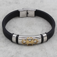 Men Bracelet Stainless Steel with Silicone plated Sold Per Approx 7.5 Inch Strand
