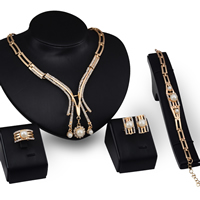 Zinc Alloy Jewelry Sets finger ring & bracelet & earring & necklace with ABS Plastic Pearl stainless steel earring post and Omega clip with 5cm extender chain gold color plated with rhinestone lead & cadmium free  US Ring .5-8 Length Approx 7 Inch Approx 16.5 Inch Sold By Set