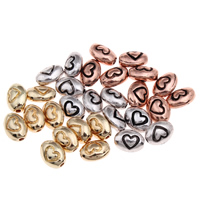 Bijoux de perles en alliage de Zinc , ovale, Placage, avec le motif de coeur, plus de couleurs à choisir, sans plomb et cadmium, 8x6x4mm, Trou:Environ 1mm, Environ 140PC/sac, Vendu par sac