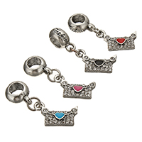 European Style Tibetan Style Dangle Beads, Envelope, antique silver color plated, with letter pattern & without troll & enamel & with rhinestone, more colors for choice, nickel, lead & cadmium free, 11x16.5x2mm, 8.5x12x5mm, Hole:Approx 5mm, 200PCs/Lot, Sold By Lot