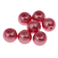Perles de nacre en verre, perle de verre, Rond, rouge, 8mm, Trou:Environ 1mm, Environ 140PC/sac, Vendu par sac
