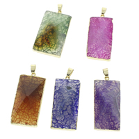 Lace Agate Pendants, Crackle Agate, with iron bail, Rectangle, gold color plated, more colors for choice, 20x44x11mm-21x45x12mm, Hole:Approx 4x5mm, 10PCs/Bag, Sold By Bag