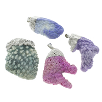 Coral Pendants Natural Coral with iron bail Nuggets platinum color plated natural - Approx Sold By Bag