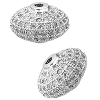 Cubic Zirconia Micro Pave Brass Beads Rondelle platinum plated micro pave cubic zirconia nickel lead & cadmium free Approx 1mm Sold By Lot