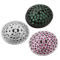 Perles cubes en laiton zircon Micro Pave, Plat rond, Placage, pavé de micro zircon, plus de couleurs à choisir, protéger l'environnement, sans nickel, plomb et cadmium, 23x20x13mm, Trou:Environ 2.5mm, 5PC/lot, Vendu par lot