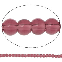 Round Crystal Beads, Mid Amethyst, 4mm, Hole:Approx 1mm, Length:Approx 11.8 Inch, 10Strands/Bag, Sold By Bag