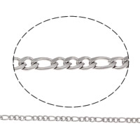 Od nehrđajućeg čelika Figaro lanac, Nehrđajući čelik, različite veličine za izbor, izvorna boja, 100m/Torba, Prodano By Torba