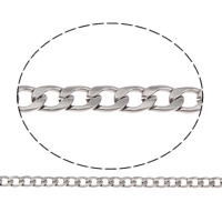 Kantstenskæde i rustfrit stål, Stainless Steel, forskellig størrelse for valg & bremse kæde, oprindelige farve, 100m/Bag, Solgt af Bag