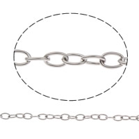 Rustfrit stål Oval Chain, Stainless Steel, oval kæde, oprindelige farve, 5x7x1mm, 100m/Bag, Solgt af Bag