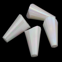 Perles  acrylique plaqué , cône, Placage coloré, imitation porcelaine & facettes, blanc, 10x18x9mm, Trou:Environ 1mm, Environ 500PC/sac, Vendu par sac