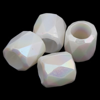 Belagte akryl perler, Kolonne, farverig forgyldt, efterligning porcelæn & facetteret, hvid, 6x6mm, Hole:Ca. 3mm, Ca. 3500pc'er/Bag, Solgt af Bag