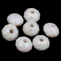 Perles  acrylique plaqué , rondelle, Placage coloré, imitation porcelaine & facettes, blanc, 6x5mm, Trou:Environ 1mm, Environ 4000PC/sac, Vendu par sac