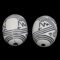 Starinski akril perle, Oval, Imitacija Starinski, bijel, 20x25mm, Rupa:Približno 3mm, Približno 75računala/Torba, Prodano By Torba