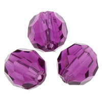 Transparent Acrylic Beads, Round, faceted, purple, 14x15mm, Hole:Approx 2mm, Approx 300PCs/Bag, Sold By Bag