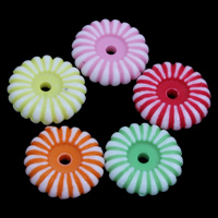 Akrylové korálky chemické praní, Akryl, Květina, chemické mytí, smíšené barvy, 10x3mm, Otvor:Cca 1mm, Cca 2500PC/Bag, Prodáno By Bag
