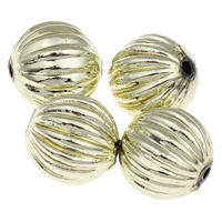 Perline in acrilico placcate, Tamburo, placcato color oro, ondulato, 13mm, Foro:Appross. 1mm, Appross. 450PC/borsa, Venduto da borsa