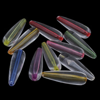 Perles acryliques transparentes, Acrylique, larme, couleurs mélangées, 9x30mm, Trou:Environ 1mm, Environ 330PC/sac, Vendu par sac