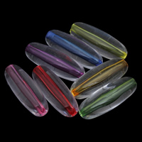 Transparent akryl perler, Oval, gennemsigtig, blandede farver, 10x30mm, Hole:Ca. 1mm, Ca. 190pc'er/Bag, Solgt af Bag
